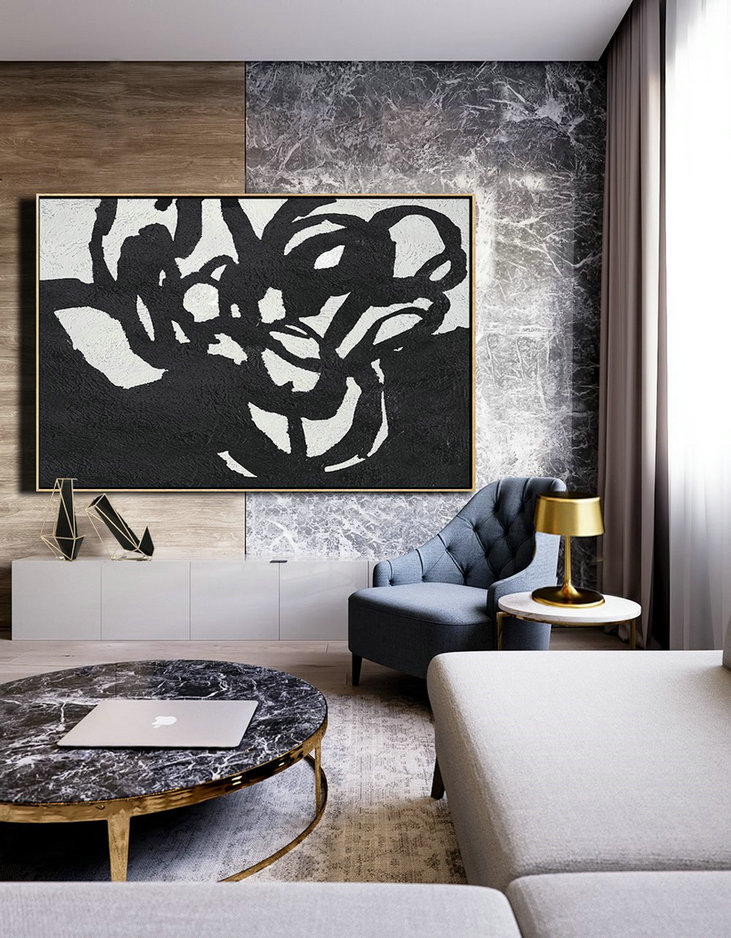 Canvas Wall Art Home Decor,Oversized Horizontal Minimal Art On Canvas - Hand Paint Large Clean Modern Art